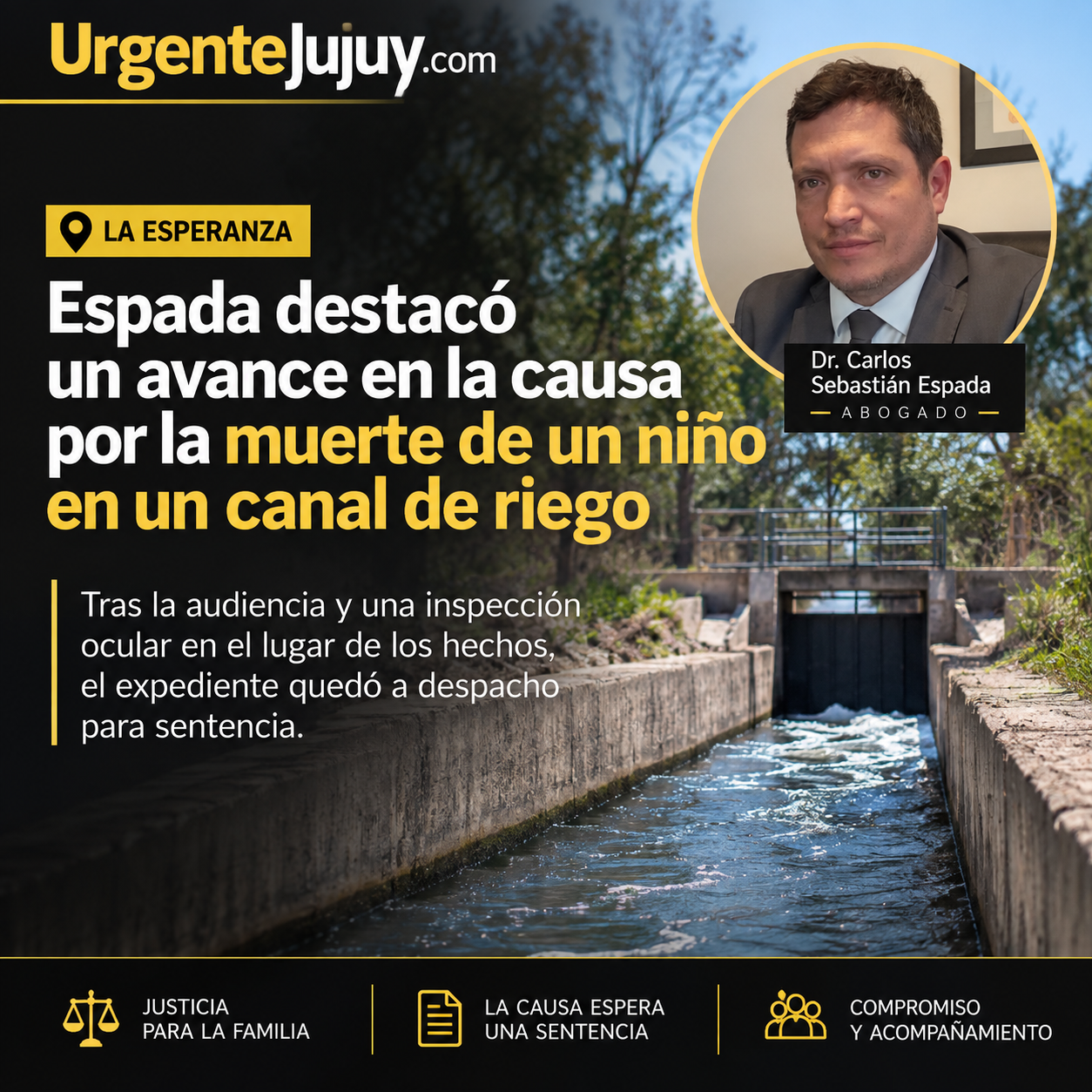 Inspección ocular y etapa final: avanza la causa por la muerte del niño en un canal de riego